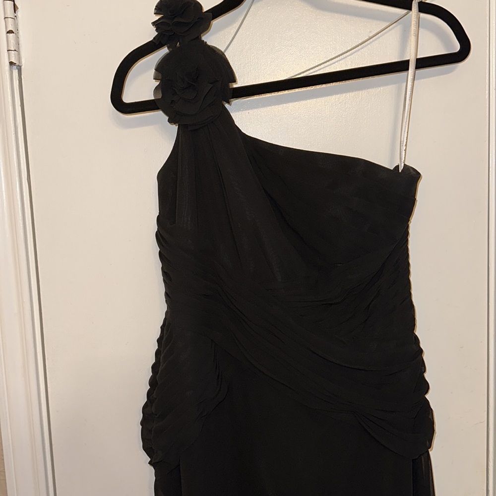 One shoulder black long bridesmaid dress size 8